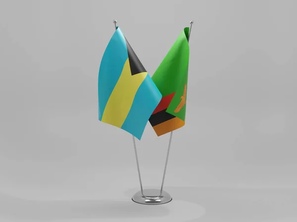 Zambia Bahamas Cooperation Flags White Background Render — Stock Photo, Image