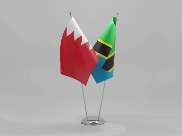 Tanzánia Bahreini Együttműködés Zászlók Fehér Háttér Render — Stock Fotó