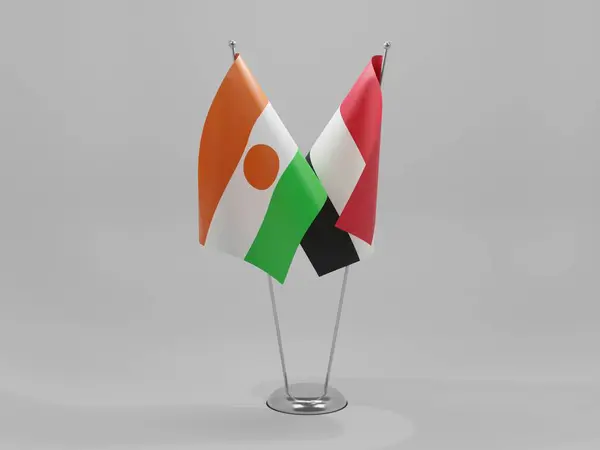 Jemen Nigeri Együttműködési Zászlók Fehér Háttér Render — Stock Fotó