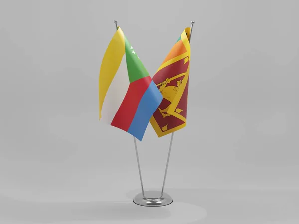 Sri Lanka Komoren Kooperationsflaggen Weißer Hintergrund Render — Stockfoto