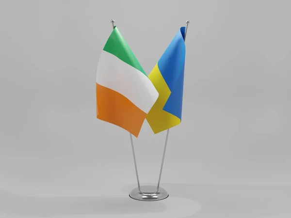 Ukraine Ireland Cooperation Flags White Background Render — Stock Photo, Image