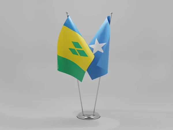 Сомали Флаги Сотрудничества Сент Винсента Гренадин Белый Фон Рендер — стоковое фото