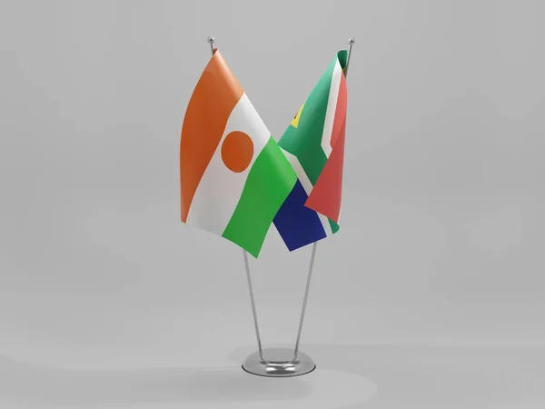 Νότια Αφρική Σημαίες Συνεργασίας Του Νίγηρα Λευκό Φόντο Render — Φωτογραφία Αρχείου