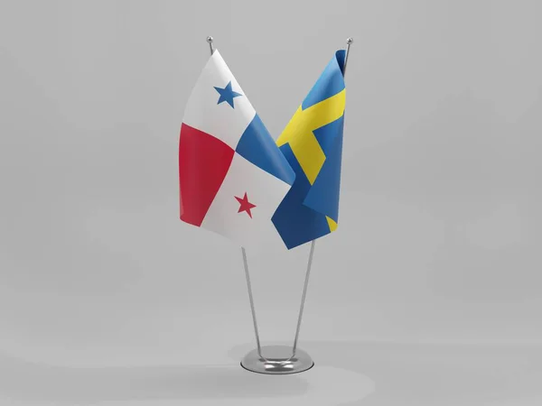 Svédország Panama Együttműködési Zászlók Fehér Háttér Render — Stock Fotó