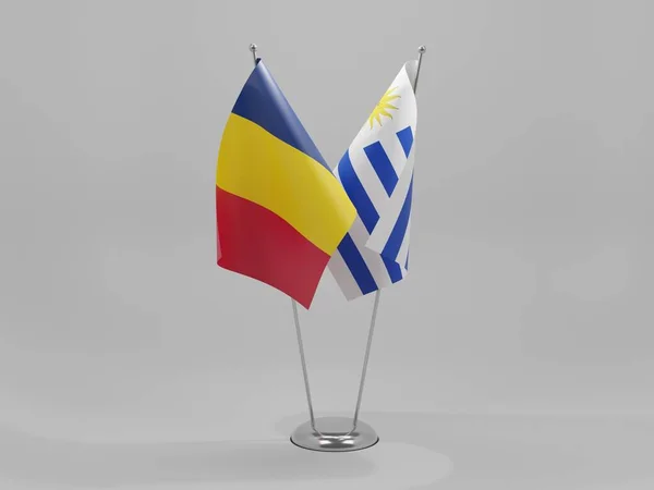 Uruguay Flaggen Der Zusammenarbeit Mit Dem Tschad Weißer Hintergrund Render — Stockfoto