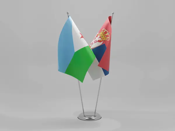Serbia Djibouti Cooperation Flags White Background Render — Stock Photo, Image