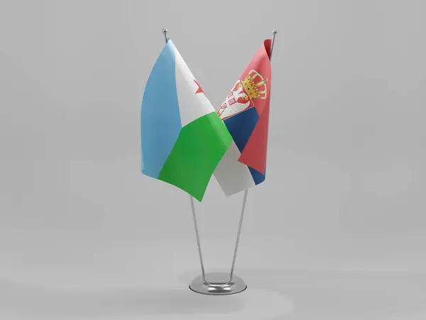 Serbie Drapeaux Coopération Djibouti Fond Blanc Render — Photo