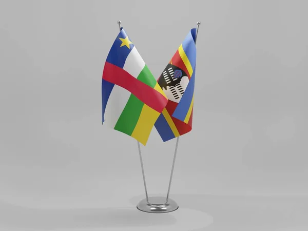 Swaziland Bandiere Cooperazione Della Repubblica Centrafricana Sfondo Bianco Render — Foto Stock