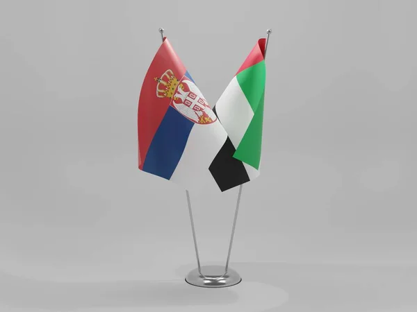 Zjednoczone Emiraty Arabskie Serbia Flagi Współpracy Białe Tło Render — Zdjęcie stockowe
