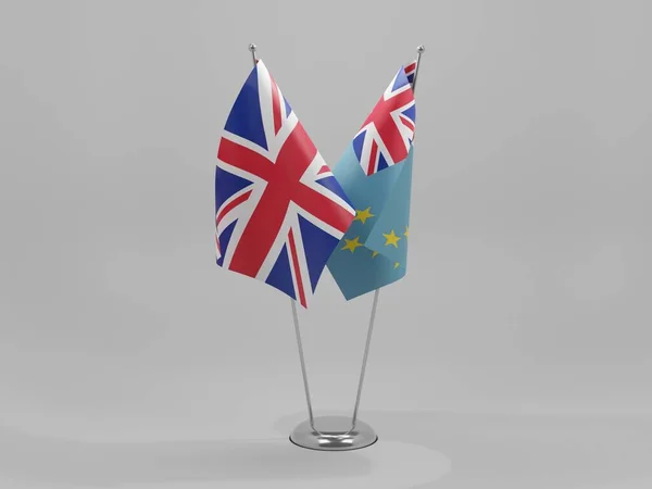 Tuvalu Egyesült Királyság Együttműködési Zászlók Fehér Háttér Render — Stock Fotó