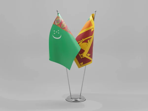 Sri Lanka Banderas Cooperación Turkmenistán Fondo Blanco Render —  Fotos de Stock