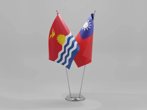 Taiwán Banderas Cooperación Kiribati Fondo Blanco Render — Foto de Stock
