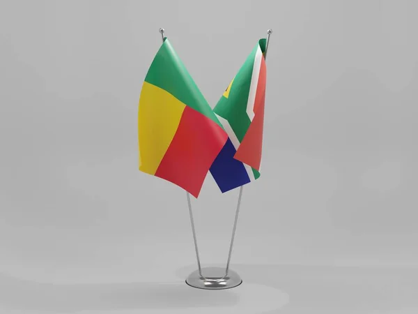 Sudáfrica Banderas Cooperación Benin Fondo Blanco Render —  Fotos de Stock