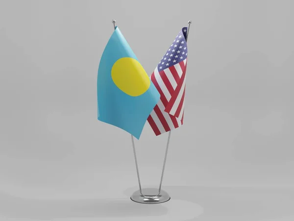 美利坚合众国 帕劳合作旗 白色背景 3D渲染 — 图库照片