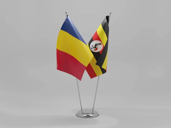 Uganda Chad Cooperation Flags White Background Render — Stock Photo, Image