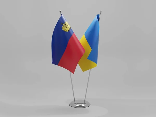 Україна Ліхтенштейн Співпраця Прапори Білий Фон Рендер — стокове фото