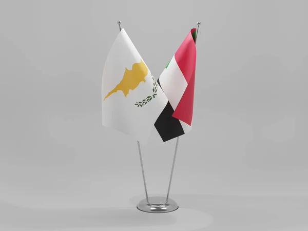 Sudan Cipro Bandiere Cooperazione Sfondo Bianco Render — Foto Stock