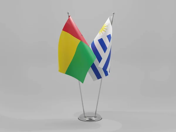 Uruguay Banderas Cooperación Guinea Bissau Fondo Blanco Render — Foto de Stock