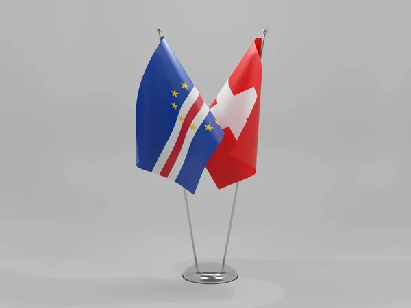 スイス カーボベルデ協力旗 白背景 3Dレンダリング — ストック写真