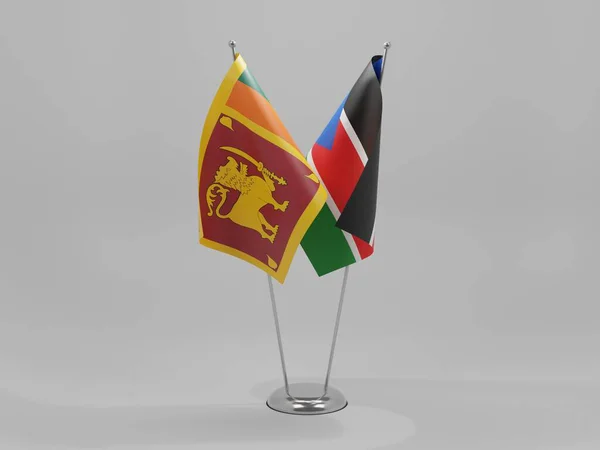南スーダン スリランカ協力旗 白背景 3Dレンダリング — ストック写真