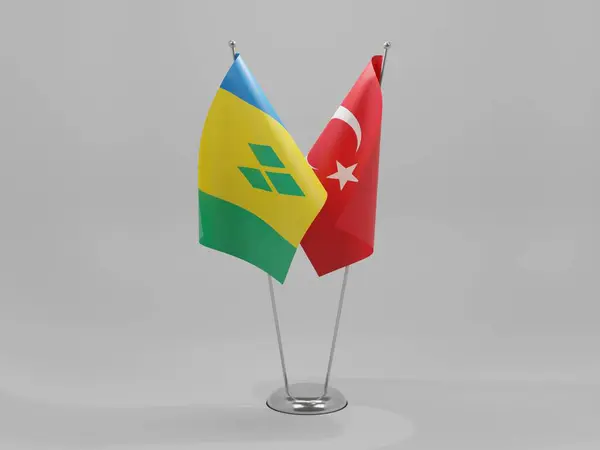 Turquie Drapeaux Coopération Saint Vincent Les Grenadines Fond Blanc Render — Photo