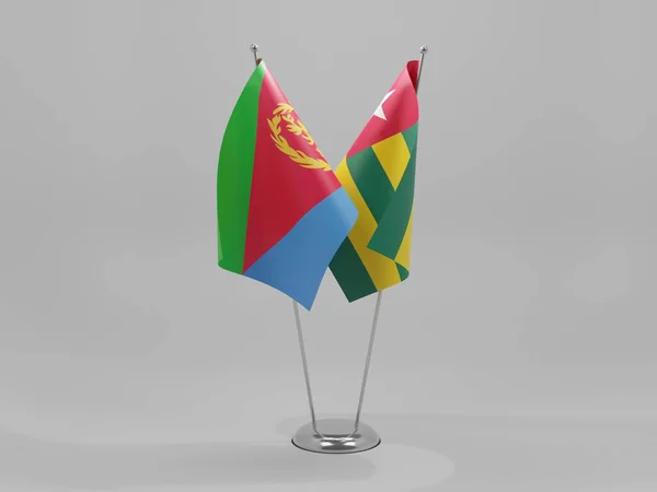 Togo Eritrea Cooperation Flags White Background Render — 스톡 사진