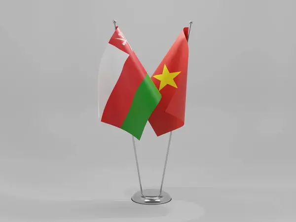 Vietnam Ománi Együttműködési Zászlók Fehér Háttér Render — Stock Fotó