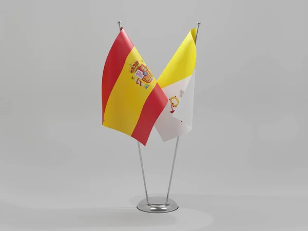 梵蒂冈 西班牙合作旗帜 白色背景 3D渲染 — 图库照片