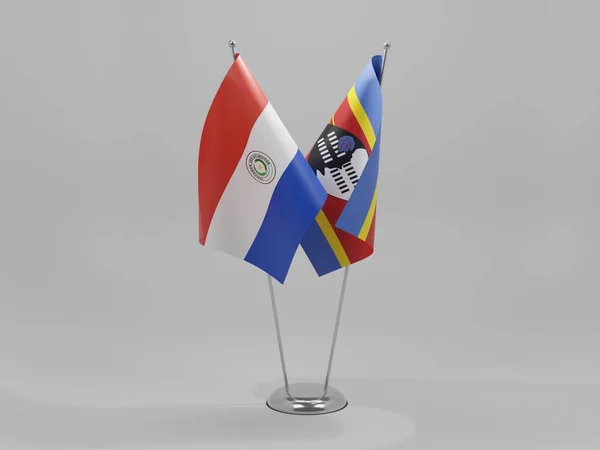 スワジランド パラグアイ協力旗 白背景 3Dレンダリング — ストック写真