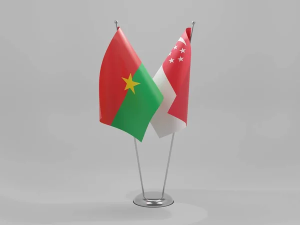 Singapura Bandeiras Cooperação Burkina Faso Fundo Branco Render — Fotografia de Stock