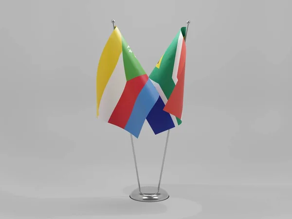 South Africa Comoros Cooperation Flags White Background Render — стокове фото