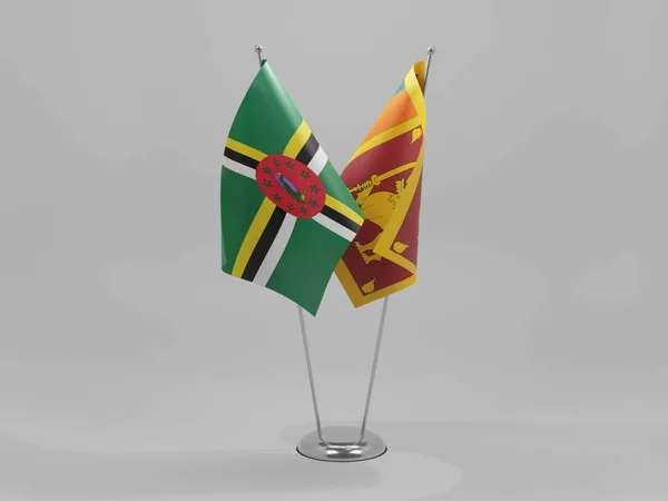 Sri Lanka Banderas Cooperación Dominica Fondo Blanco Render —  Fotos de Stock