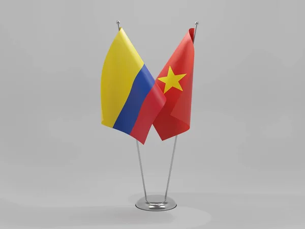 Vietnam Colombia Cooperation Flags White Background Render — Stock Photo, Image