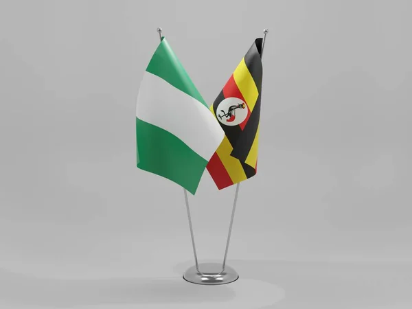 Uganda Nigeria Cooperation Flags White Background Render — стокове фото