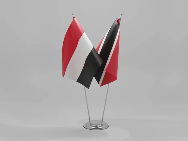 Trinidad Tobago Bandeiras Cooperação Iêmen Fundo Branco Render — Fotografia de Stock