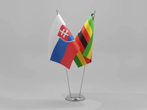 Simbabwe Slowakei Kooperationsfahnen Weißer Hintergrund Render — Stockfoto