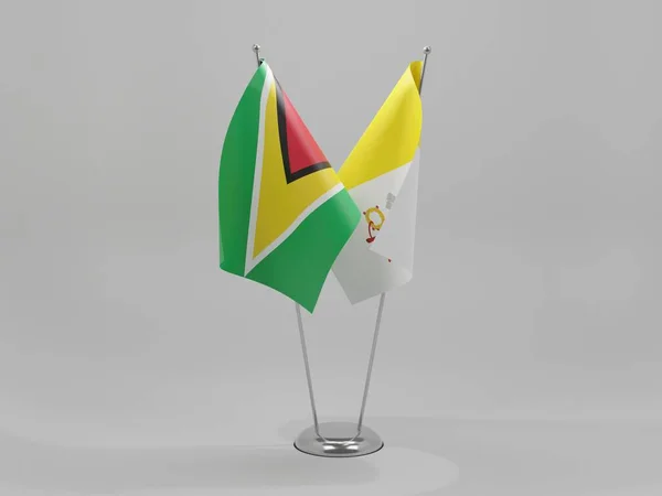 Ciudad Del Vaticano Guyana Banderas Cooperación Fondo Blanco Render —  Fotos de Stock