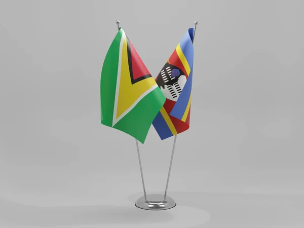 Swaziland Guyana Cooperation Flags White Background Render — стокове фото