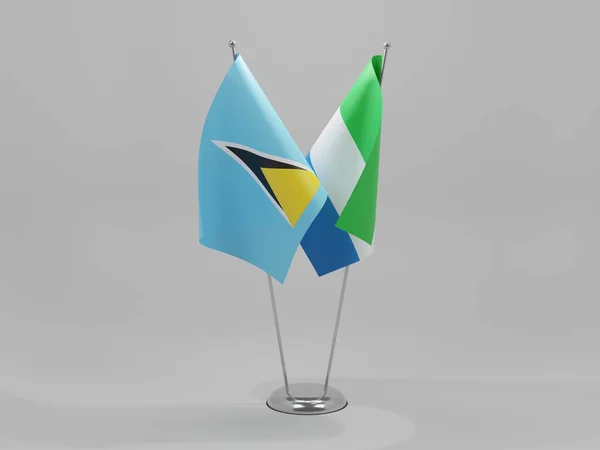 Sierra Leone Flagi Współpracy Saint Lucia Białe Tło Render — Zdjęcie stockowe
