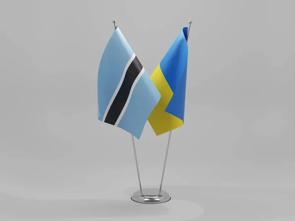 Україна Ботсвана Прапори Співпраці Білий Фон Рендер — стокове фото