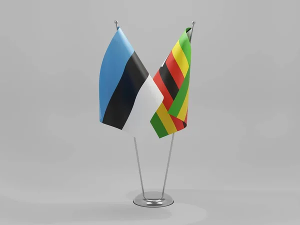 Zimbabwe Estonie Drapeaux Coopération Fond Blanc Render — Photo