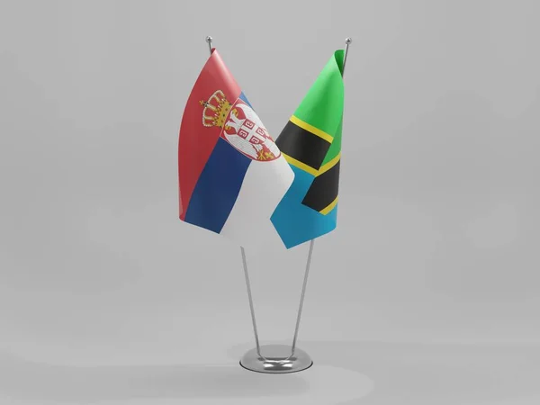 탄자니아 Serbia Cooperation Flags White Background Render — 스톡 사진