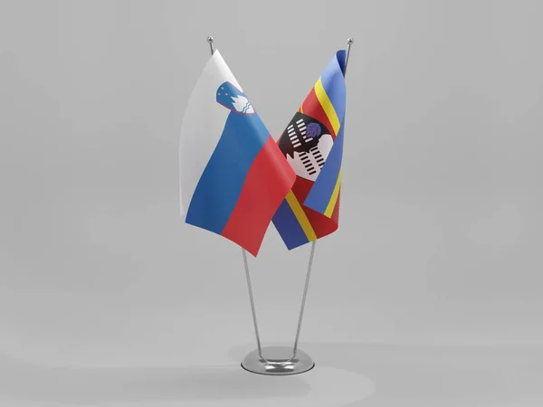 Swaziland Slovenië Samenwerking Vlaggen Witte Achtergrond Render — Stockfoto