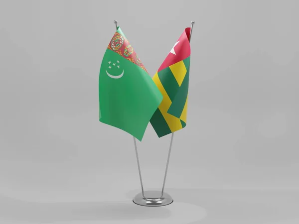 Togo Bandiere Cooperazione Del Turkmenistan Sfondo Bianco Render — Foto Stock