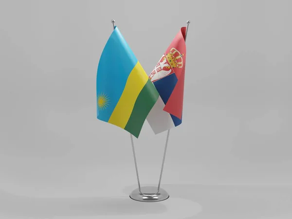 Serbien Rwanda Flaggor För Samarbete Vit Bakgrund Render — Stockfoto