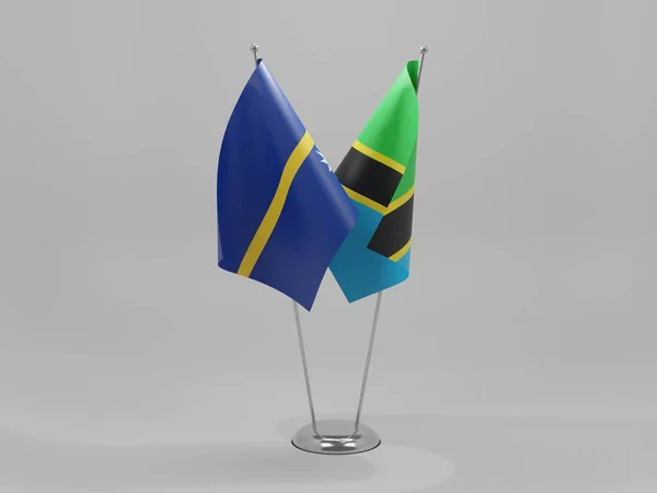 Tanzania Nauru Cooperation Flags White Background Render — стокове фото