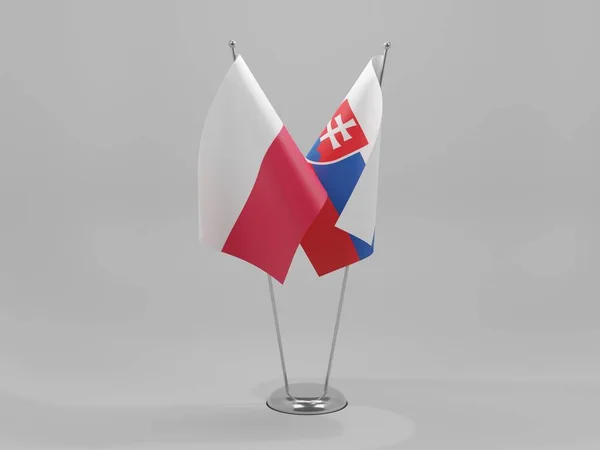Σλοβακία Πολωνικές Σημαίες Συνεργασίας Λευκό Φόντο Render — Φωτογραφία Αρχείου