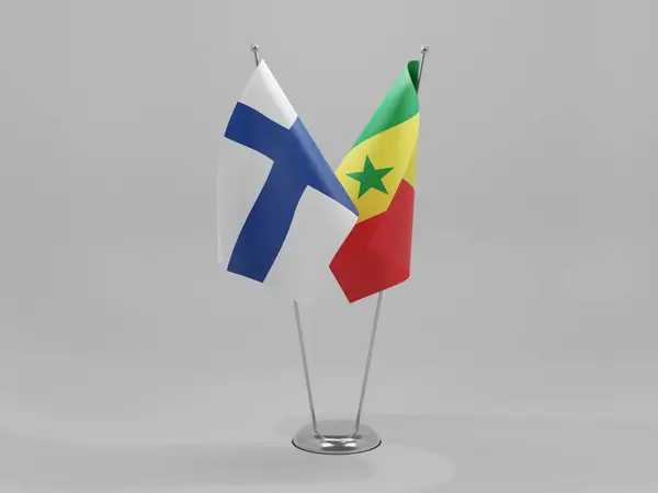 Senegal Finlandia Bandiere Cooperazione Sfondo Bianco Render — Foto Stock