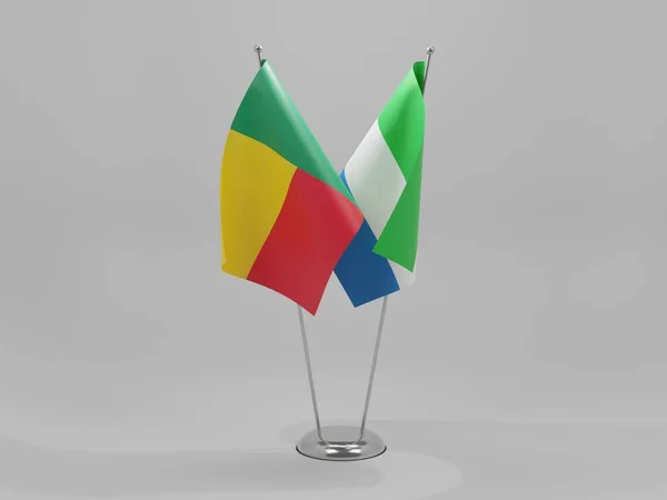 Sierra Leone Benin Cooperation Flags White Background Render — Stock Photo, Image