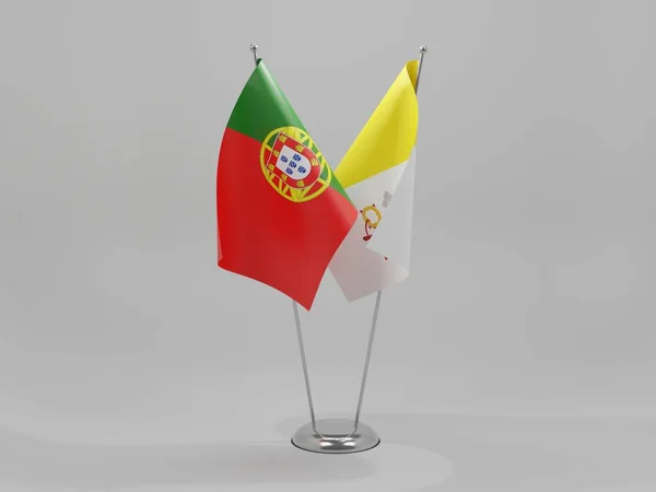 Watykan Portugalia Flagi Współpracy Białe Tło Render — Zdjęcie stockowe
